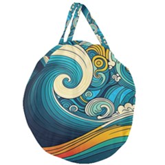 Waves Wave Ocean Sea Abstract Whimsical Abstract Art Giant Round Zipper Tote