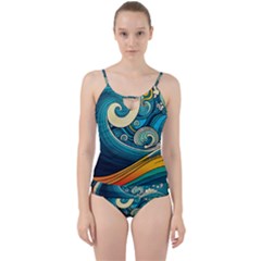 Waves Wave Ocean Sea Abstract Whimsical Abstract Art Cut Out Top Tankini Set by Ndabl3x