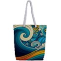 Waves Wave Ocean Sea Abstract Whimsical Abstract Art Full Print Rope Handle Tote (Small) View2