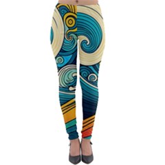 Waves Wave Ocean Sea Abstract Whimsical Abstract Art Lightweight Velour Leggings by Ndabl3x