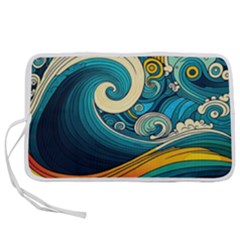 Waves Wave Ocean Sea Abstract Whimsical Abstract Art Pen Storage Case (s) by Ndabl3x