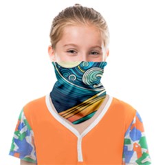 Waves Wave Ocean Sea Abstract Whimsical Abstract Art Face Covering Bandana (kids) by Ndabl3x