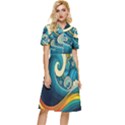 Waves Wave Ocean Sea Abstract Whimsical Abstract Art Button Top Knee Length Dress View1