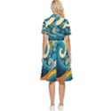 Waves Wave Ocean Sea Abstract Whimsical Abstract Art Button Top Knee Length Dress View2