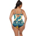 Waves Wave Ocean Sea Abstract Whimsical Abstract Art Retro Full Coverage Swimsuit View4