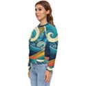 Waves Wave Ocean Sea Abstract Whimsical Abstract Art Women s Long Sleeve Raglan Tee View2