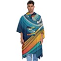 Waves Wave Ocean Sea Abstract Whimsical Abstract Art Men s Hooded Rain Ponchos View1