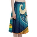 Waves Wave Ocean Sea Abstract Whimsical Abstract Art A-Line Full Circle Midi Skirt With Pocket View3