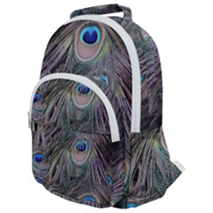 Peacock Feathers Peacock Bird Feathers Rounded Multi Pocket Backpack by Ndabl3x