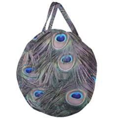 Peacock Feathers Peacock Bird Feathers Giant Round Zipper Tote by Ndabl3x