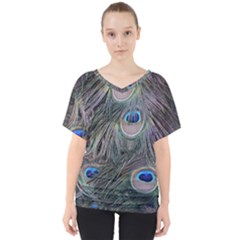 Peacock Feathers Peacock Bird Feathers V-neck Dolman Drape Top by Ndabl3x