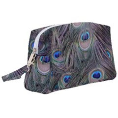 Peacock Feathers Peacock Bird Feathers Wristlet Pouch Bag (large) by Ndabl3x