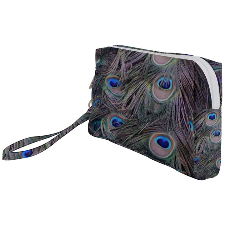 Peacock Feathers Peacock Bird Feathers Wristlet Pouch Bag (Small)