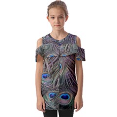 Peacock Feathers Peacock Bird Feathers Fold Over Open Sleeve Top by Ndabl3x