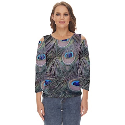 Peacock Feathers Peacock Bird Feathers Cut Out Wide Sleeve Top by Ndabl3x