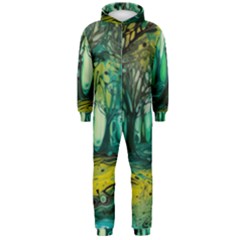 Ai Generated Trees Forest Mystical Forest Nature Art Hooded Jumpsuit (men) by Ndabl3x