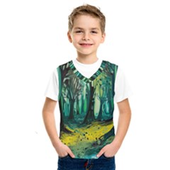 Ai Generated Trees Forest Mystical Forest Nature Art Kids  Basketball Tank Top by Ndabl3x