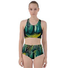 Ai Generated Trees Forest Mystical Forest Nature Art Racer Back Bikini Set by Ndabl3x