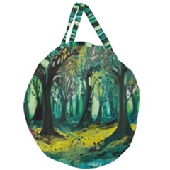 Ai Generated Trees Forest Mystical Forest Nature Art Giant Round Zipper Tote by Ndabl3x