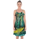 Ai Generated Trees Forest Mystical Forest Nature Art Ruffle Detail Chiffon Dress View1