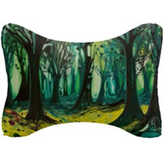 Ai Generated Trees Forest Mystical Forest Nature Art Seat Head Rest Cushion by Ndabl3x