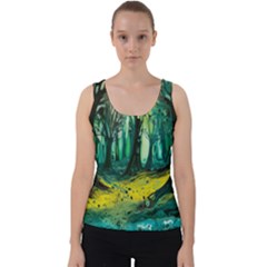 Ai Generated Trees Forest Mystical Forest Nature Art Velvet Tank Top by Ndabl3x