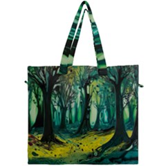 Ai Generated Trees Forest Mystical Forest Nature Art Canvas Travel Bag by Ndabl3x