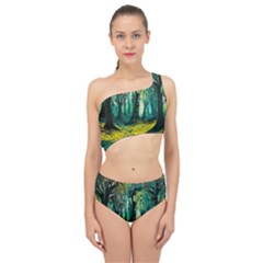 Ai Generated Trees Forest Mystical Forest Nature Art Spliced Up Two Piece Swimsuit by Ndabl3x