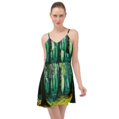 Ai Generated Trees Forest Mystical Forest Nature Art Summer Time Chiffon Dress by Ndabl3x