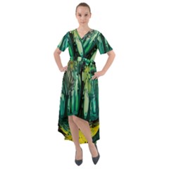 Ai Generated Trees Forest Mystical Forest Nature Art Front Wrap High Low Dress by Ndabl3x