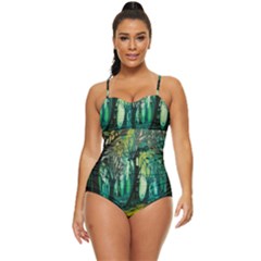 Ai Generated Trees Forest Mystical Forest Nature Art Retro Full Coverage Swimsuit by Ndabl3x