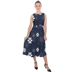 Flowers Pattern Pattern Flower Texture Midi Tie-back Chiffon Dress by Ndabl3x