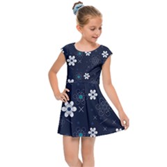 Flowers Pattern Pattern Flower Texture Kids  Cap Sleeve Dress by Ndabl3x