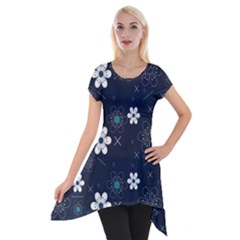 Flowers Pattern Pattern Flower Texture Short Sleeve Side Drop Tunic by Ndabl3x