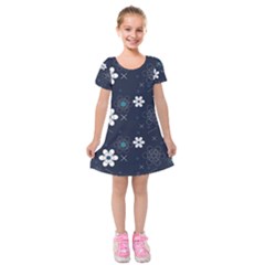 Flowers Pattern Pattern Flower Texture Kids  Short Sleeve Velvet Dress by Ndabl3x