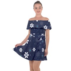 Flowers Pattern Pattern Flower Texture Off Shoulder Velour Dress by Ndabl3x