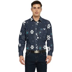 Flowers Pattern Pattern Flower Texture Men s Long Sleeve Pocket Shirt  by Ndabl3x