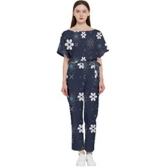 Flowers Pattern Pattern Flower Texture Batwing Lightweight Chiffon Jumpsuit by Ndabl3x