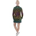 Circuit Hexagonal Geometric Pattern Background Pattern Women s Long Sleeve Casual Dress View2