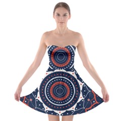 Mandala Orange Navy Strapless Bra Top Dress by Ndabl3x