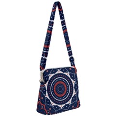 Mandala Orange Navy Zipper Messenger Bag by Ndabl3x