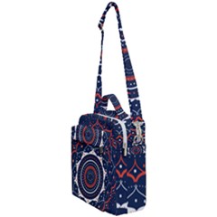 Mandala Orange Navy Crossbody Day Bag by Ndabl3x