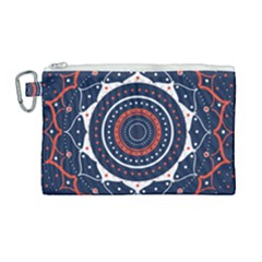 Mandala Orange Navy Canvas Cosmetic Bag (large) by Ndabl3x