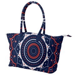 Mandala Orange Navy Canvas Shoulder Bag by Ndabl3x