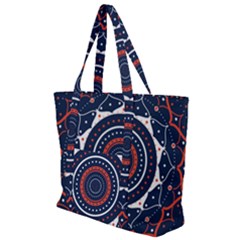 Mandala Orange Navy Zip Up Canvas Bag by Ndabl3x