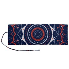 Mandala Orange Navy Roll Up Canvas Pencil Holder (m) by Ndabl3x