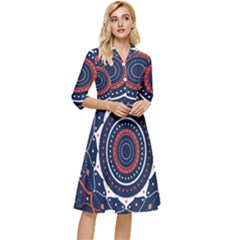 Mandala Orange Navy Classy Knee Length Dress by Ndabl3x