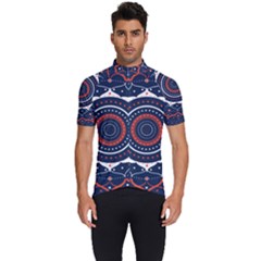 Mandala Orange Navy Men s Short Sleeve Cycling Jersey by Ndabl3x