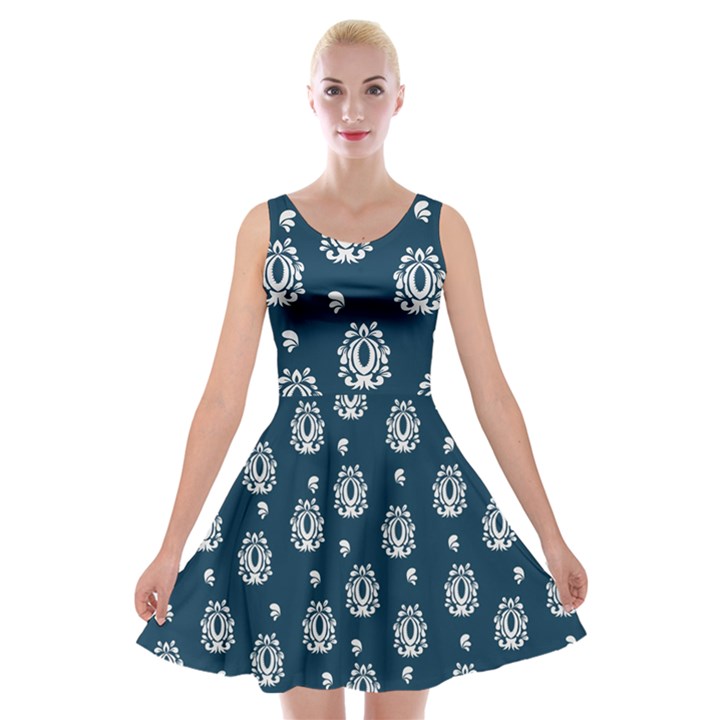 Pattern Baroque Art Drawing Velvet Skater Dress