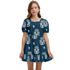 Pattern Baroque Art Drawing Kids  Short Sleeve Dolly Dress by Ndabl3x